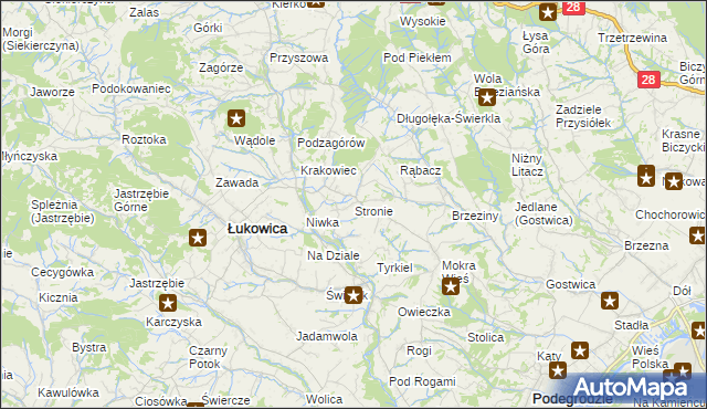 mapa Stronie gmina Łukowica, Stronie gmina Łukowica na mapie Targeo