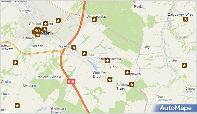 mapa Stróża-Kolonia, Stróża-Kolonia na mapie Targeo