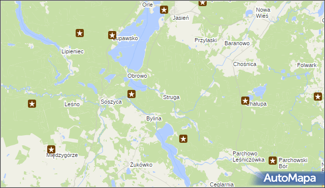 mapa Struga gmina Parchowo, Struga gmina Parchowo na mapie Targeo