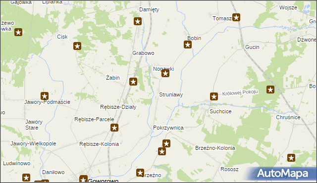 mapa Struniawy, Struniawy na mapie Targeo