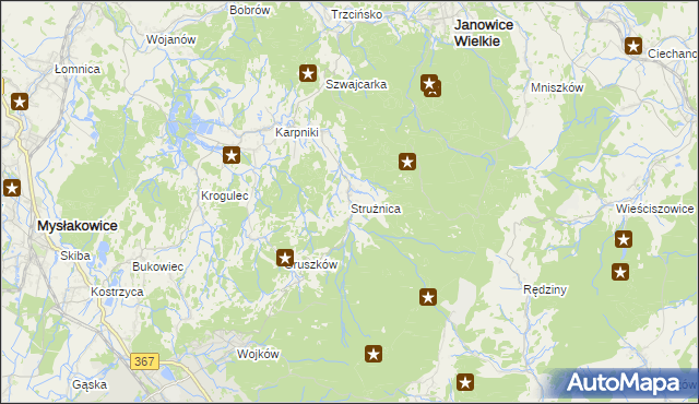 mapa Strużnica, Strużnica na mapie Targeo