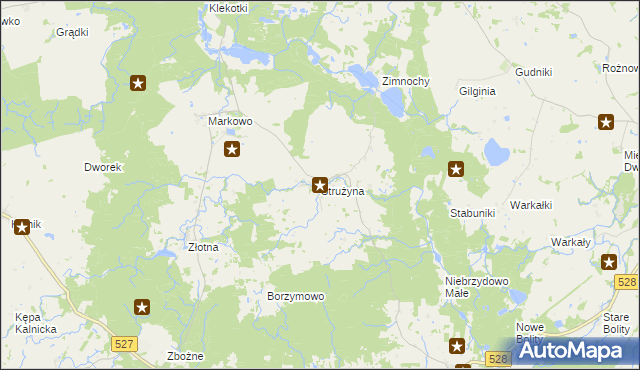 mapa Strużyna gmina Morąg, Strużyna gmina Morąg na mapie Targeo