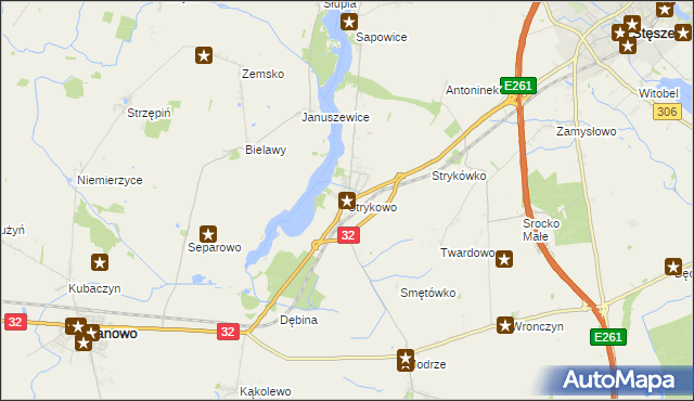 mapa Strykowo, Strykowo na mapie Targeo