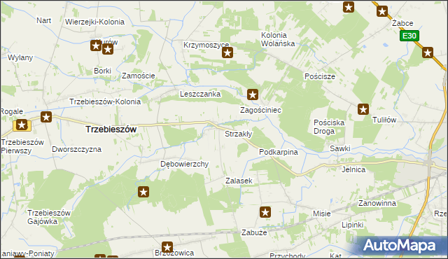 mapa Strzakły, Strzakły na mapie Targeo