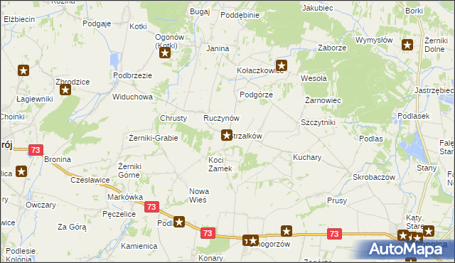 mapa Strzałków gmina Stopnica, Strzałków gmina Stopnica na mapie Targeo