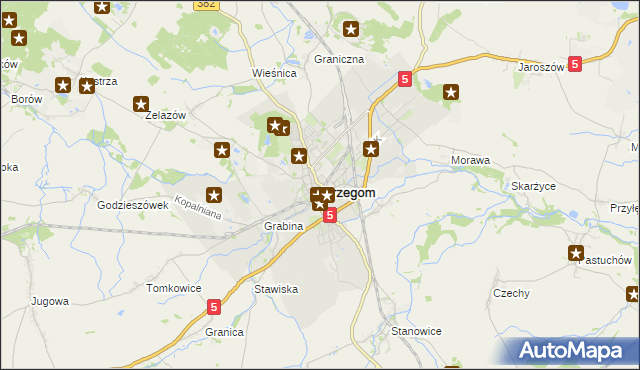 mapa Strzegom powiat świdnicki, Strzegom powiat świdnicki na mapie Targeo