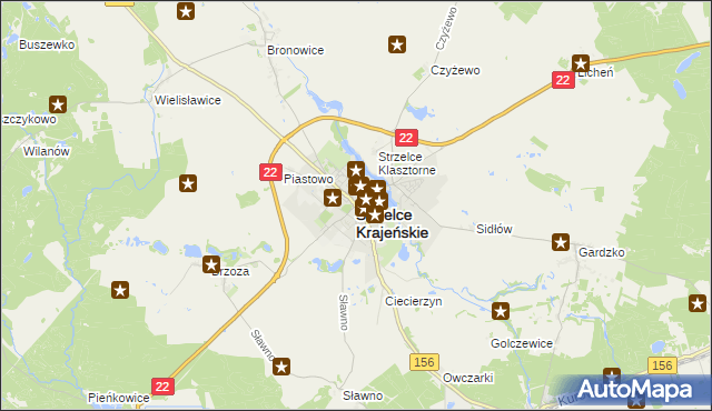 mapa Strzelce Krajeńskie, Strzelce Krajeńskie na mapie Targeo