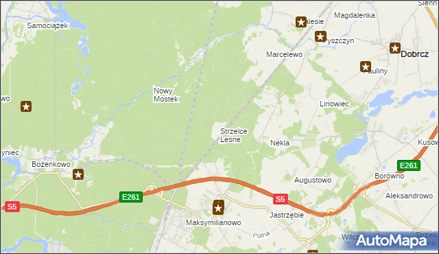 mapa Strzelce Leśne, Strzelce Leśne na mapie Targeo