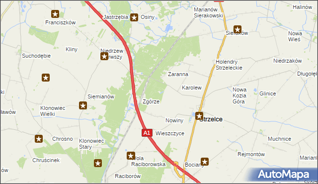 mapa Strzelce Osada Leśna, Strzelce Osada Leśna na mapie Targeo