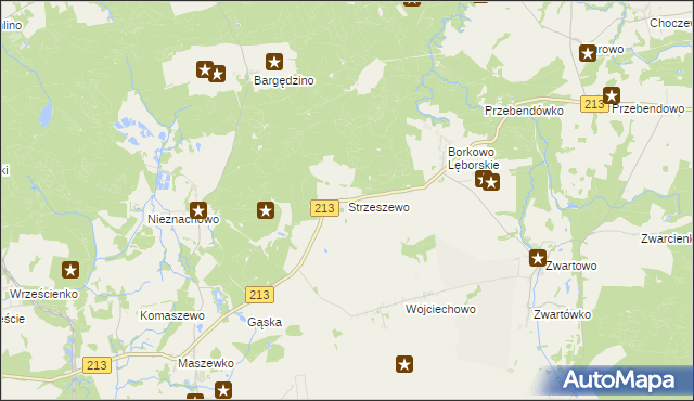 mapa Strzeszewo gmina Wicko, Strzeszewo gmina Wicko na mapie Targeo