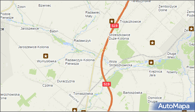 mapa Strzeszkowice Duże, Strzeszkowice Duże na mapie Targeo