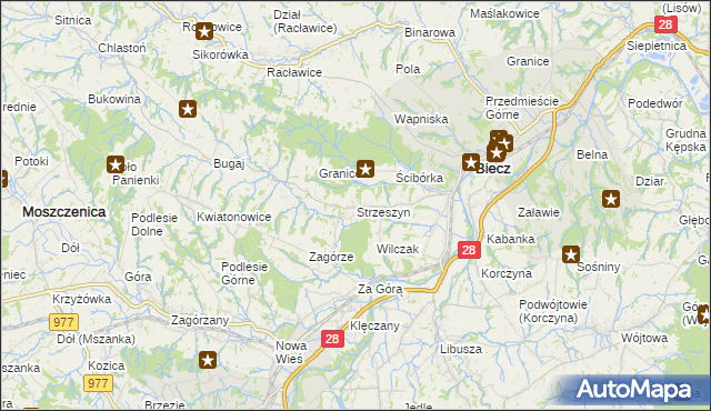 mapa Strzeszyn gmina Biecz, Strzeszyn gmina Biecz na mapie Targeo