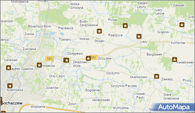 mapa Strzyżew gmina Kampinos, Strzyżew gmina Kampinos na mapie Targeo