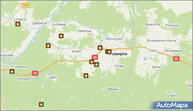 mapa Studzianna gmina Poświętne, Studzianna gmina Poświętne na mapie Targeo