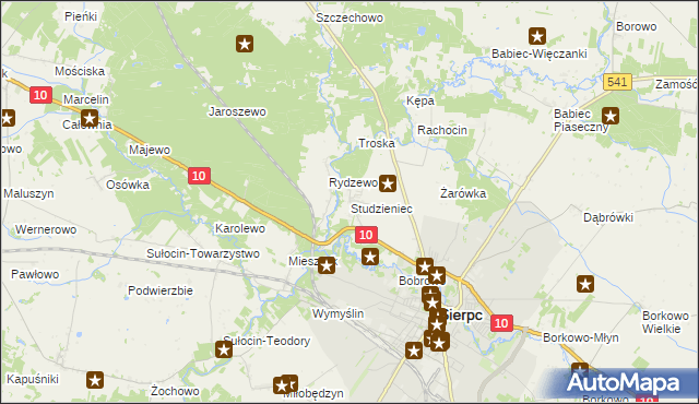 mapa Studzieniec gmina Sierpc, Studzieniec gmina Sierpc na mapie Targeo