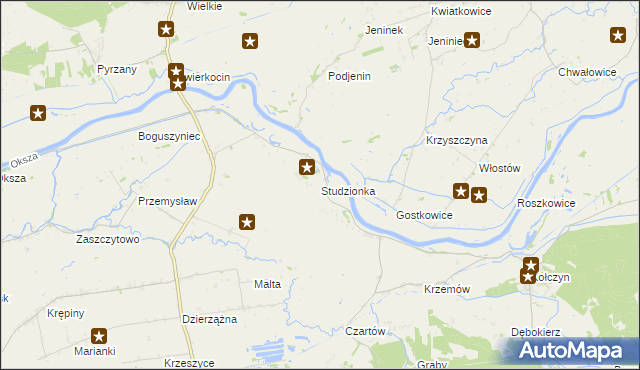 mapa Studzionka gmina Krzeszyce, Studzionka gmina Krzeszyce na mapie Targeo