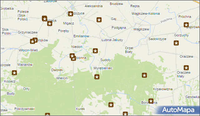 mapa Sudoły, Sudoły na mapie Targeo