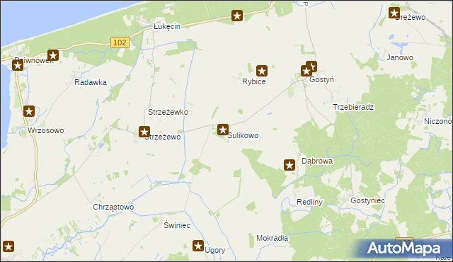 mapa Sulikowo gmina Świerzno, Sulikowo gmina Świerzno na mapie Targeo