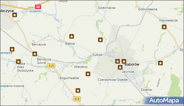 mapa Sułków gmina Baborów, Sułków gmina Baborów na mapie Targeo