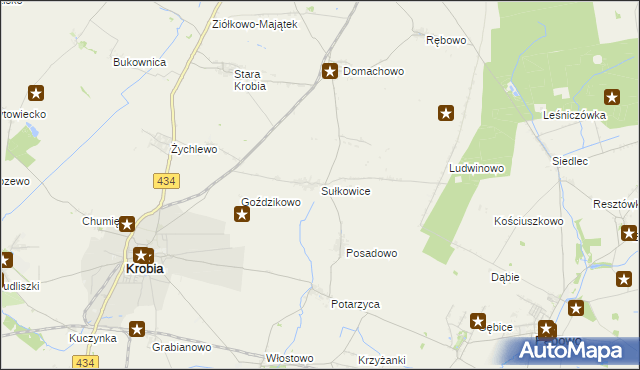 mapa Sułkowice gmina Krobia, Sułkowice gmina Krobia na mapie Targeo