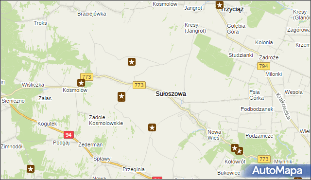 mapa Sułoszowa, Sułoszowa na mapie Targeo