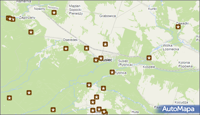 mapa Susiec, Susiec na mapie Targeo