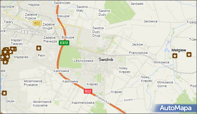 mapa Świdnika, Świdnik na mapie Targeo