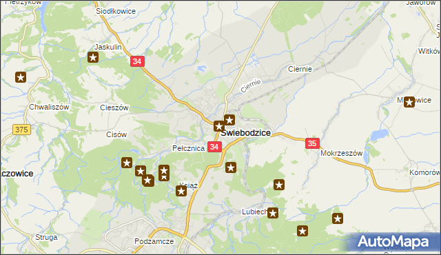 mapa Świebodzice, Świebodzice na mapie Targeo