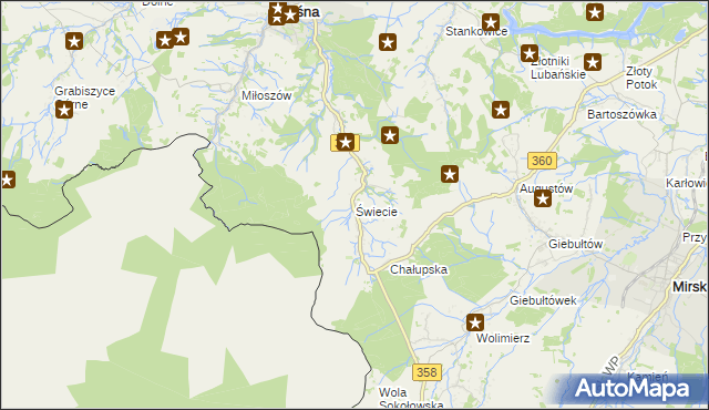 mapa Świecie gmina Leśna, Świecie gmina Leśna na mapie Targeo