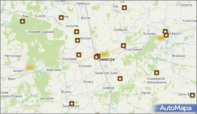 mapa Świercze powiat pułtuski, Świercze powiat pułtuski na mapie Targeo