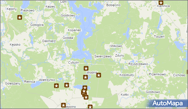 mapa Świerczewo gmina Biały Bór, Świerczewo gmina Biały Bór na mapie Targeo