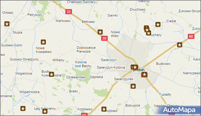 mapa Świerczyn gmina Drobin, Świerczyn gmina Drobin na mapie Targeo