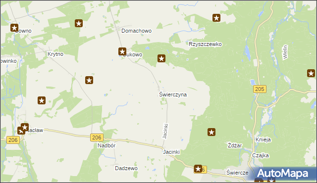 mapa Świerczyna gmina Polanów, Świerczyna gmina Polanów na mapie Targeo