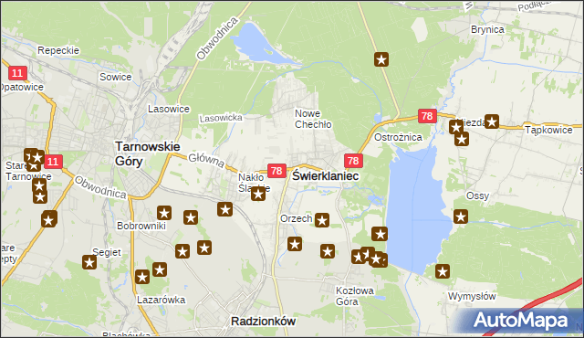 mapa Świerklaniec, Świerklaniec na mapie Targeo