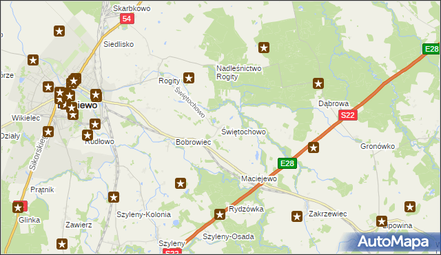 mapa Świętochowo, Świętochowo na mapie Targeo