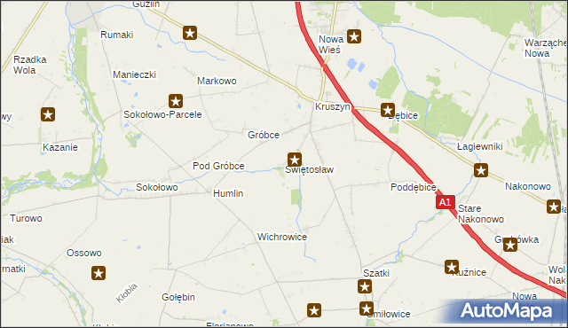 mapa Świętosław gmina Włocławek, Świętosław gmina Włocławek na mapie Targeo