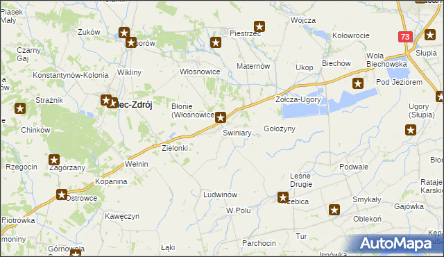 mapa Świniary gmina Solec-Zdrój, Świniary gmina Solec-Zdrój na mapie Targeo