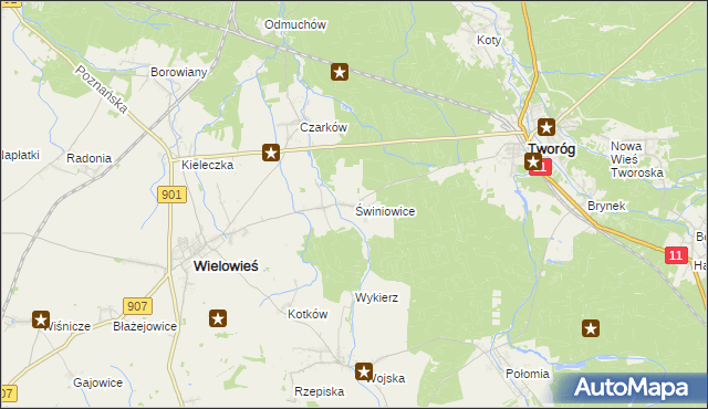 mapa Świniowice, Świniowice na mapie Targeo
