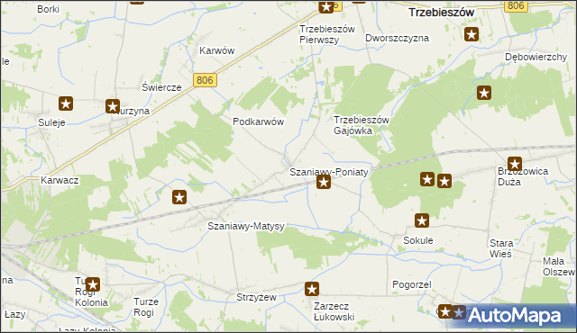 mapa Szaniawy-Poniaty, Szaniawy-Poniaty na mapie Targeo