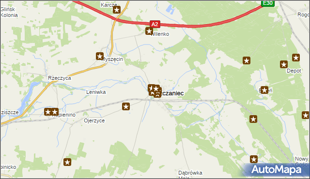 mapa Szczaniec, Szczaniec na mapie Targeo