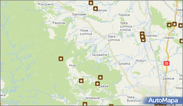 mapa Szczawina, Szczawina na mapie Targeo