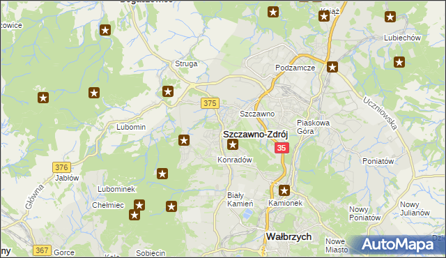 mapa Szczawno-Zdrój, Szczawno-Zdrój na mapie Targeo