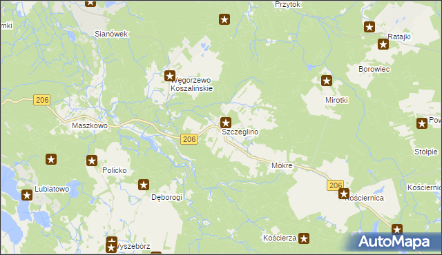 mapa Szczeglino, Szczeglino na mapie Targeo