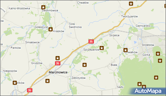 mapa Szczepanów gmina Marcinowice, Szczepanów gmina Marcinowice na mapie Targeo