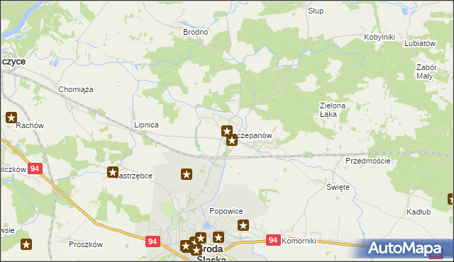 mapa Szczepanów gmina Środa Śląska, Szczepanów gmina Środa Śląska na mapie Targeo