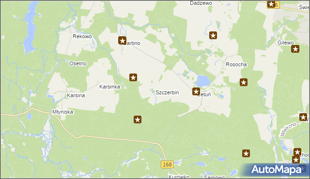 mapa Szczerbin gmina Polanów, Szczerbin gmina Polanów na mapie Targeo
