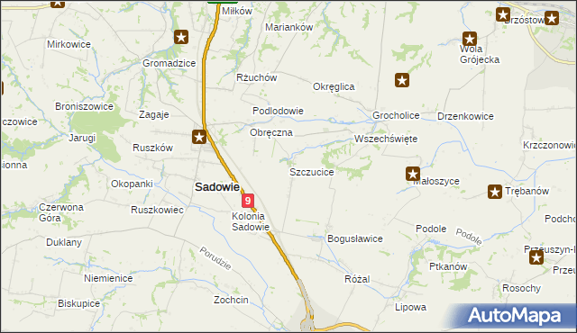 mapa Szczucice, Szczucice na mapie Targeo