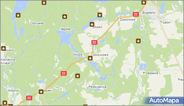 mapa Szczuczarz, Szczuczarz na mapie Targeo