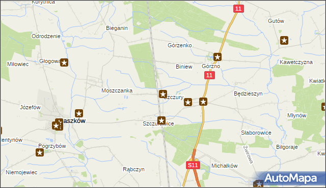 mapa Szczury, Szczury na mapie Targeo