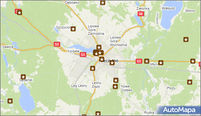 mapa Szczytno, Szczytno na mapie Targeo